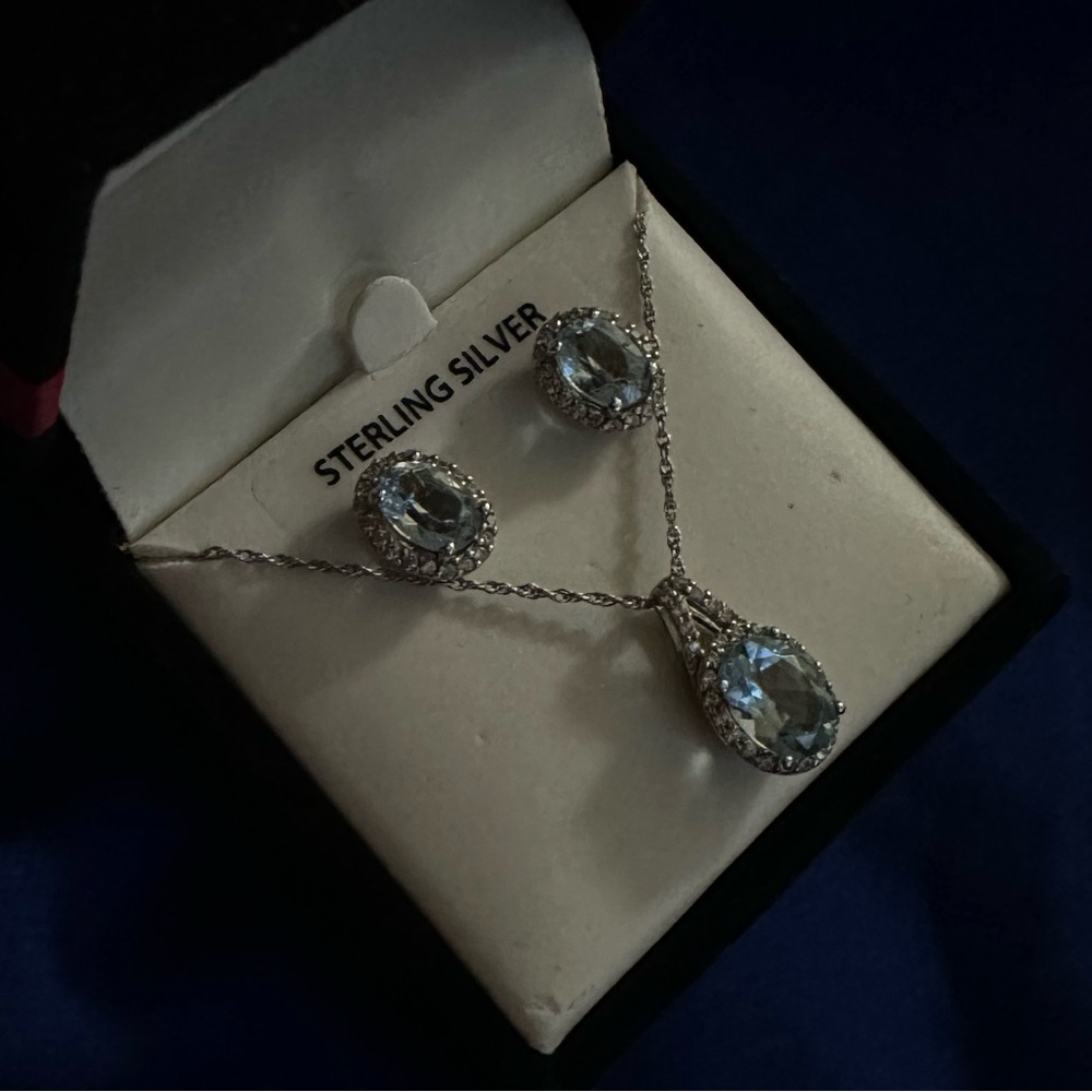 Elegant Sterling Silver Earrings and Necklace Set💎 - Picture 3 of 7